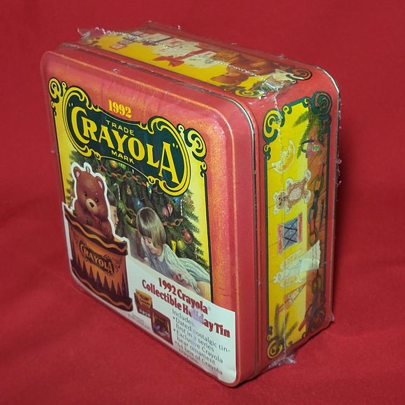 1992 Crayola Collectible Holiday Tin Sealed 64 Crayons Christmas Ornament Tin Bo - Picture 5 of 11